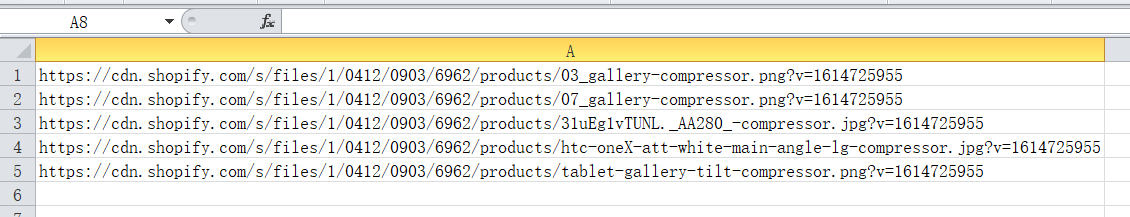 Excel中的图像链接列表